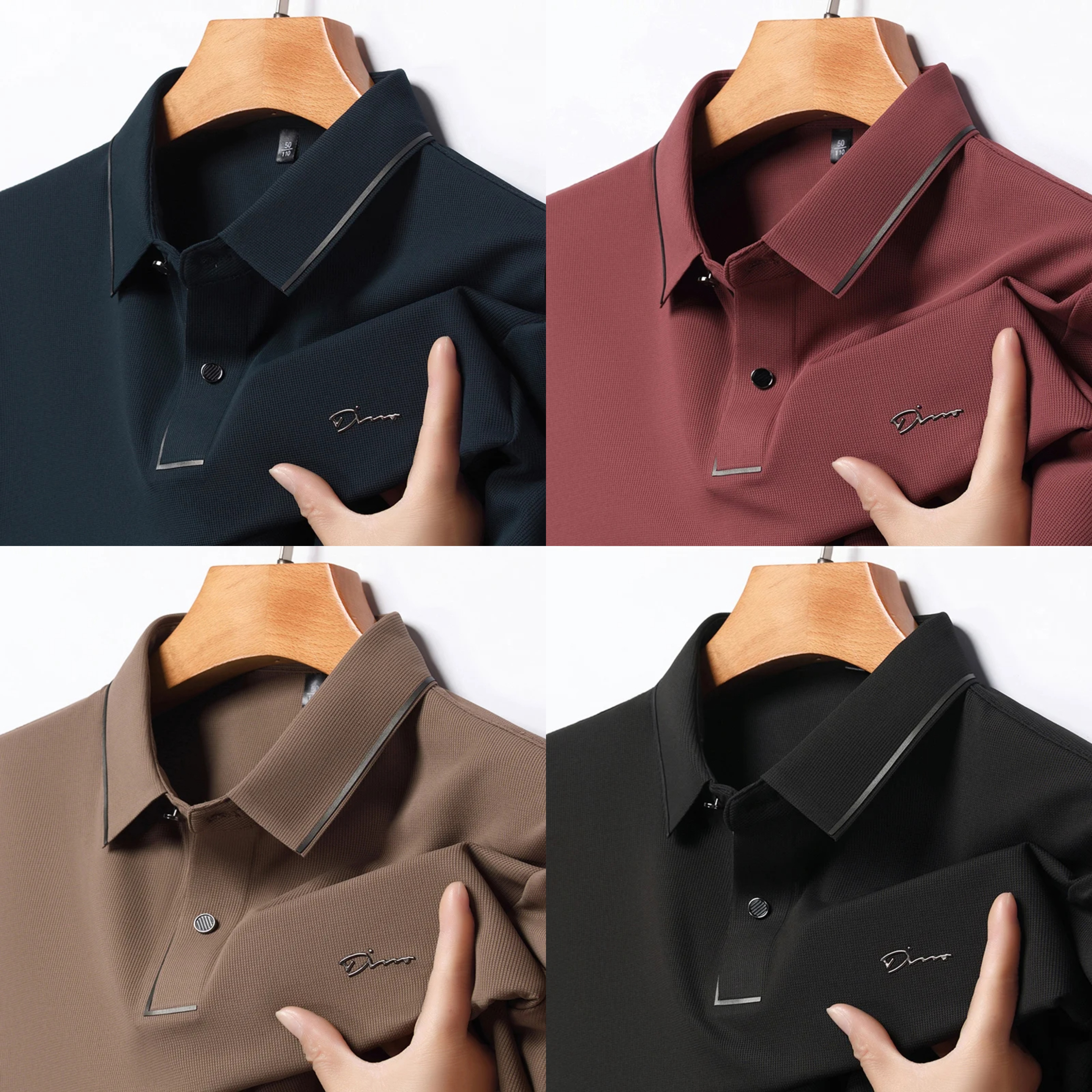 2024 Summer Ice Silk Seamless Breathable Polo Shirt