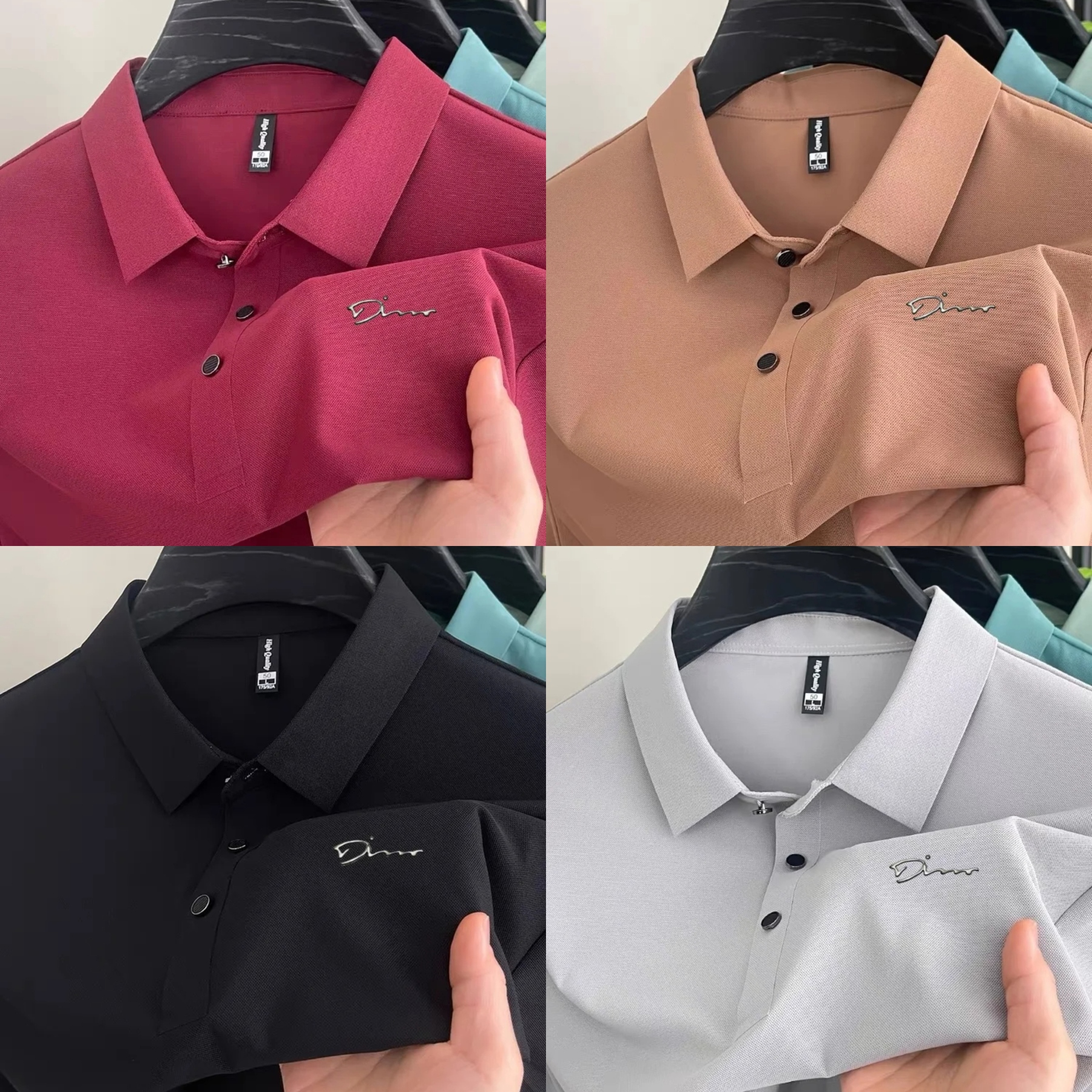 New Summer Men's Ice Silk Elastic Golf Polo T- Shirt