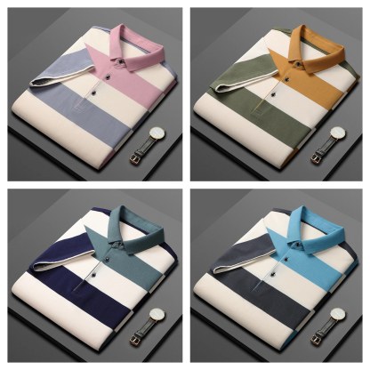 Men'S Classic Striped Polo Shirt