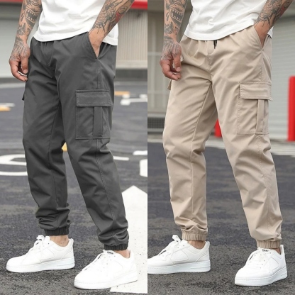 UrbanFlex Utility Cargo Joggers – Pack of 2 (Charcoal Grey & Beige)