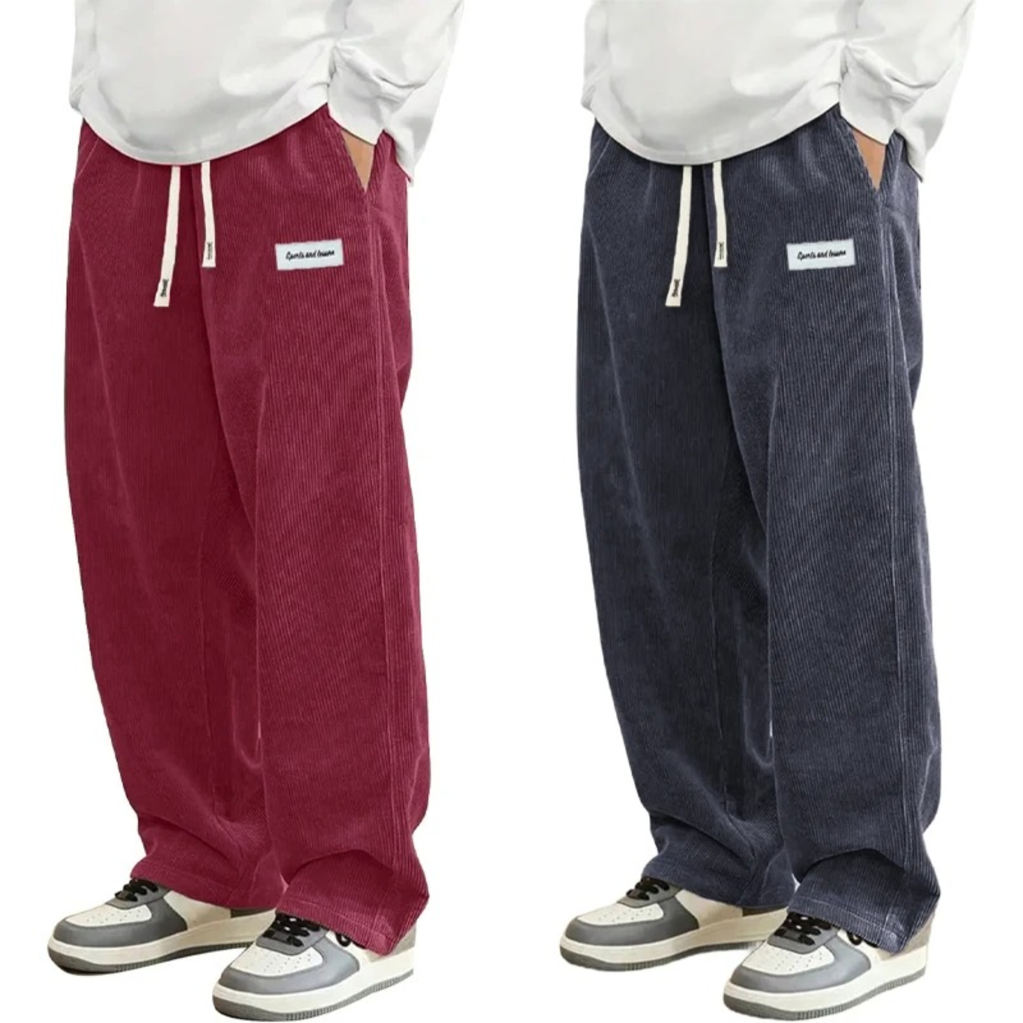 Classic Corduroy Streetwear Wide Leg Pants Pack of 2