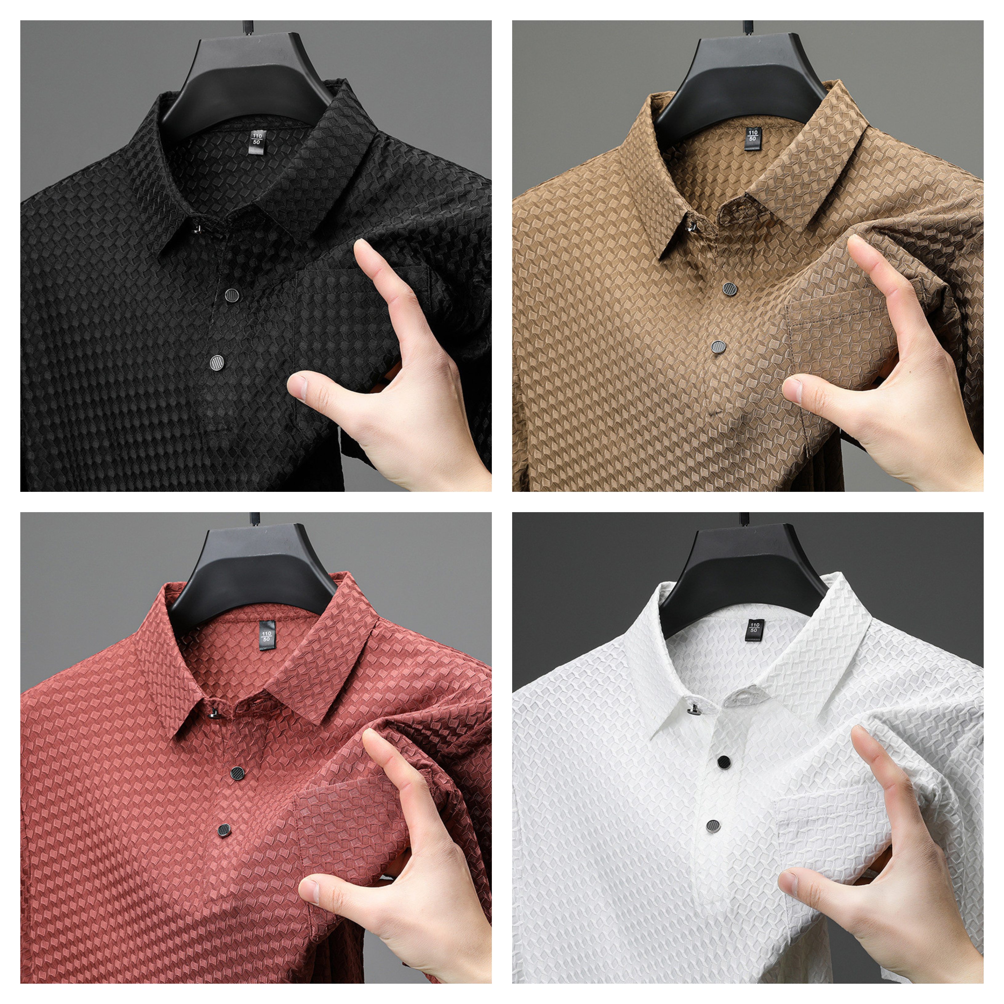 Men Polo Shirt Ice Silk Short Sleeve Hollow Design (Pack of 4)