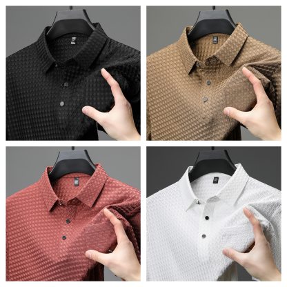 Men Polo Shirt Ice Silk Short Sleeve Hollow Design (Pack of 4)