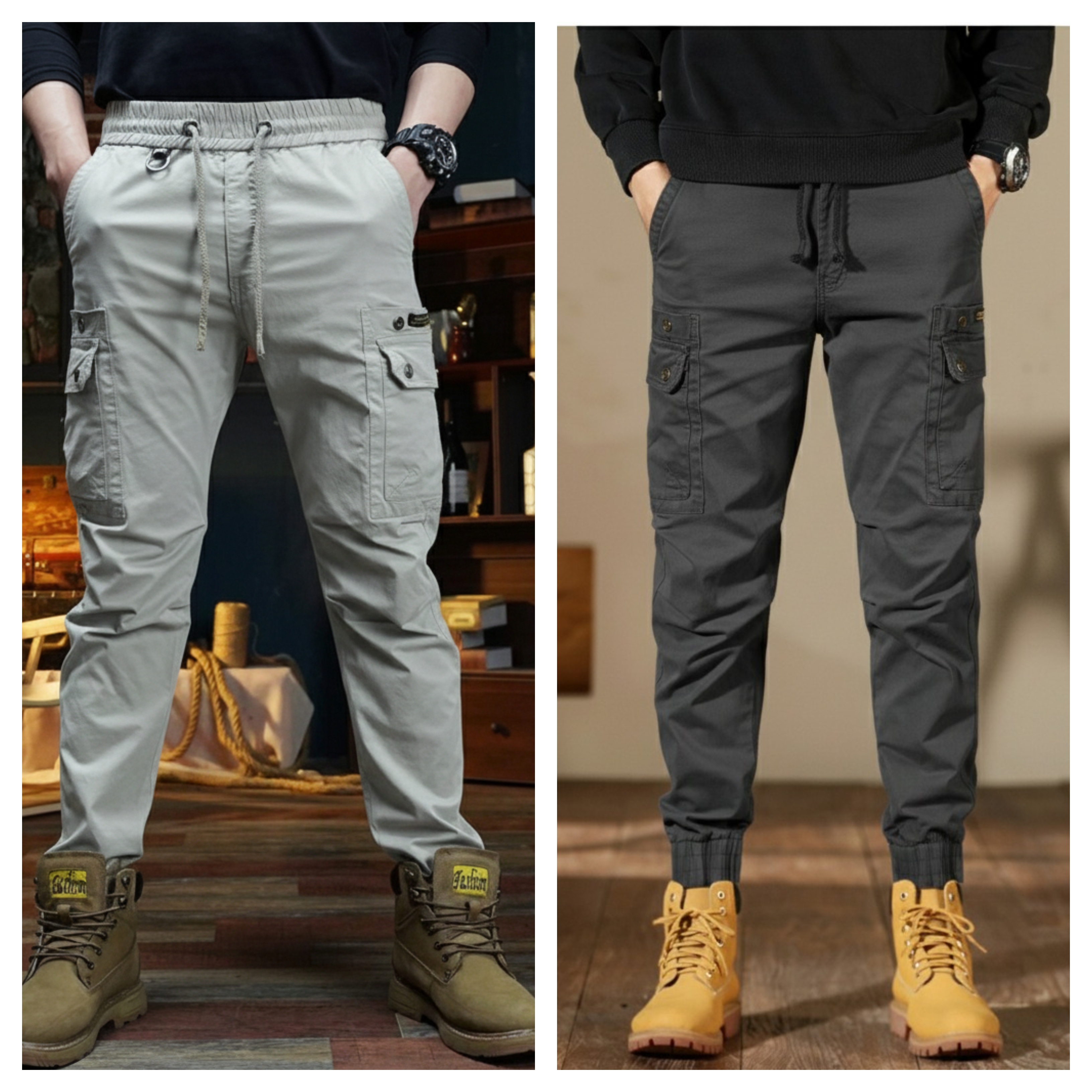 Men’s Casual Work Cargo Pants – Pack of 2