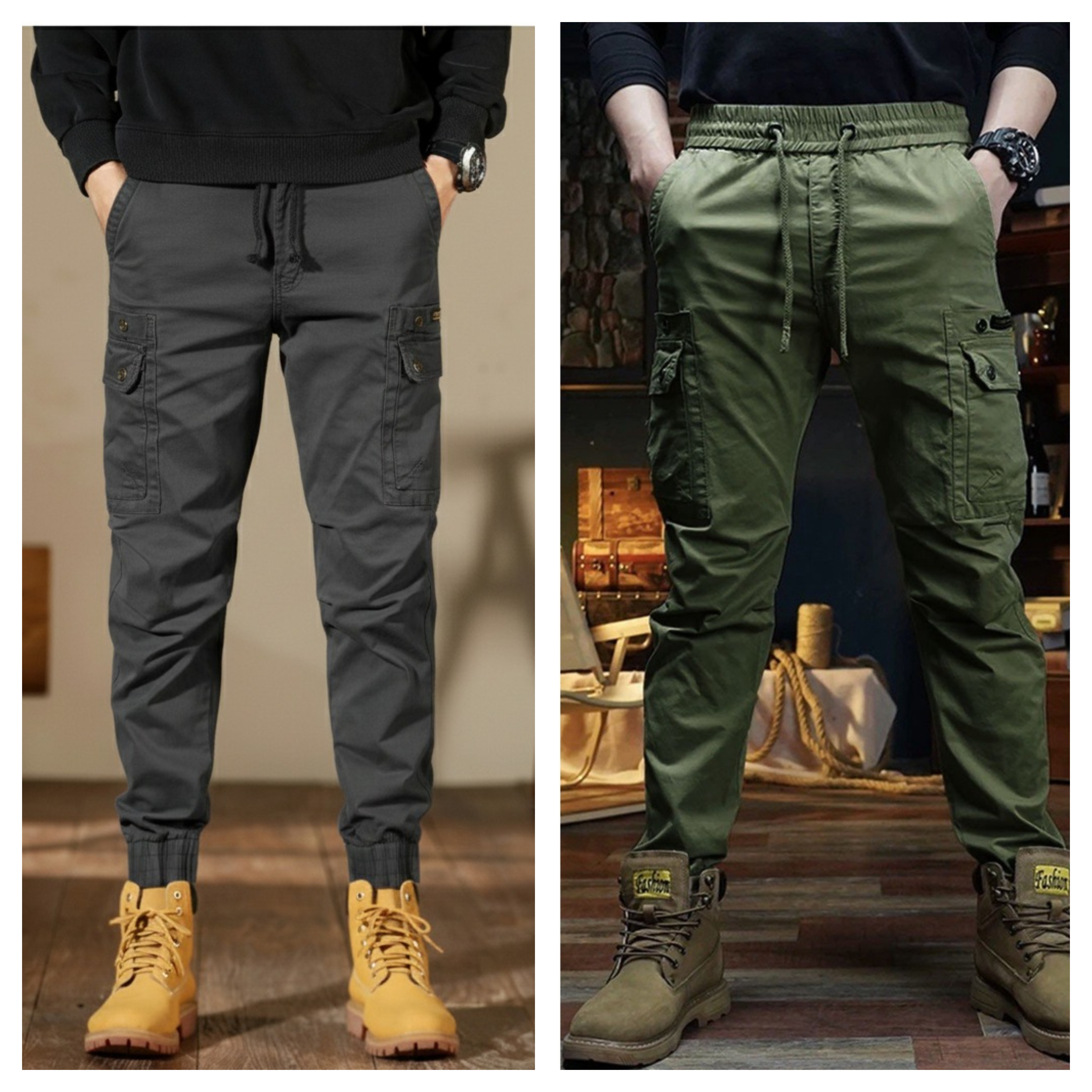 Men’s Strong Stitch Cargo Trousers – Pack of 2