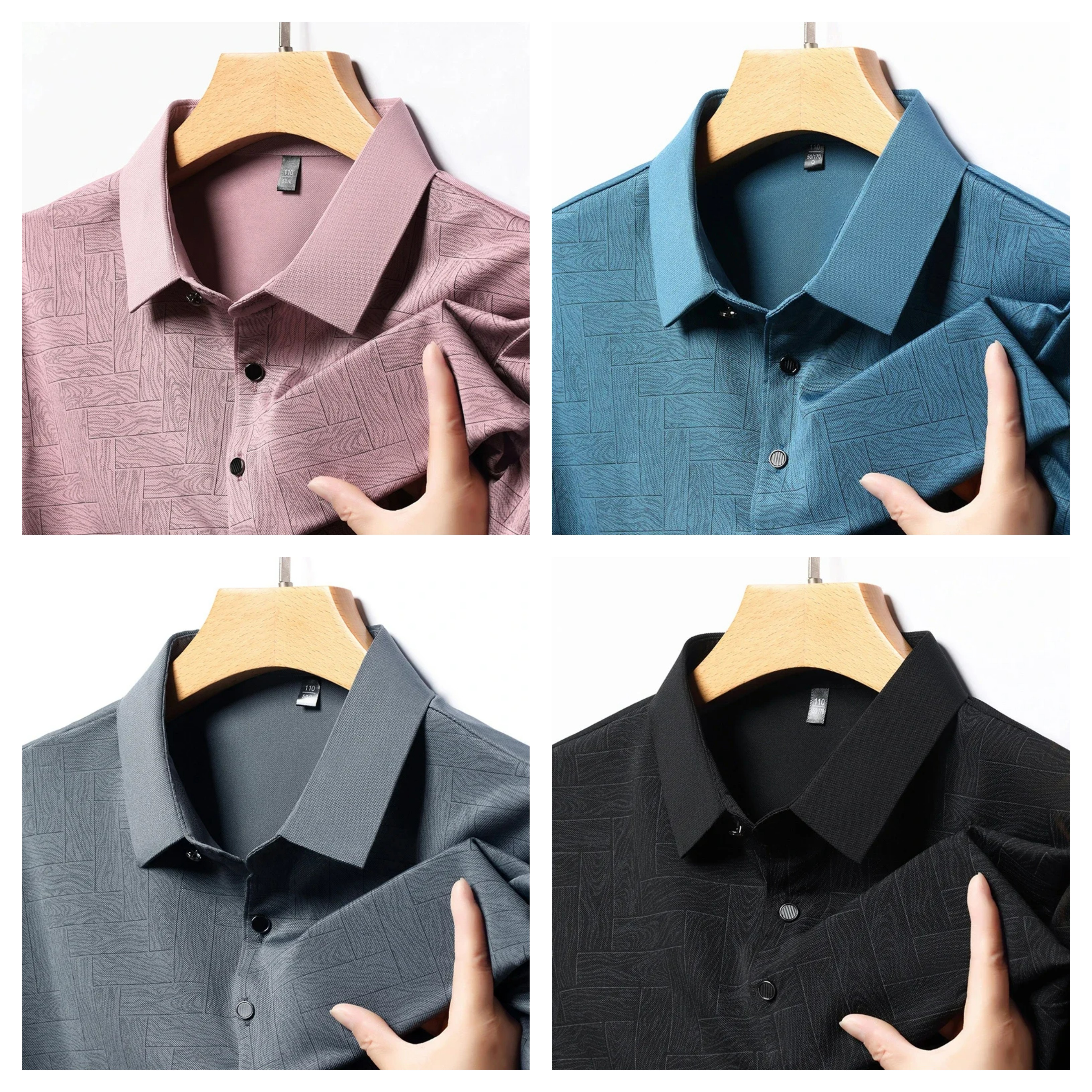 Men's Business Casual Short Sleeved Shirt Solid Color Polo Shirt (Pack of 4)