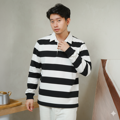 Burgundy Rugby T-Shirt Men's Long Sleeve