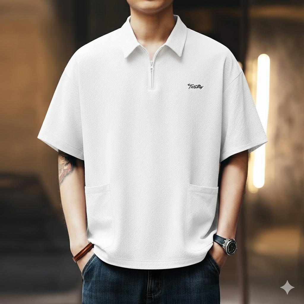 Textured Performance Zip Polo Combo – Pack of 4