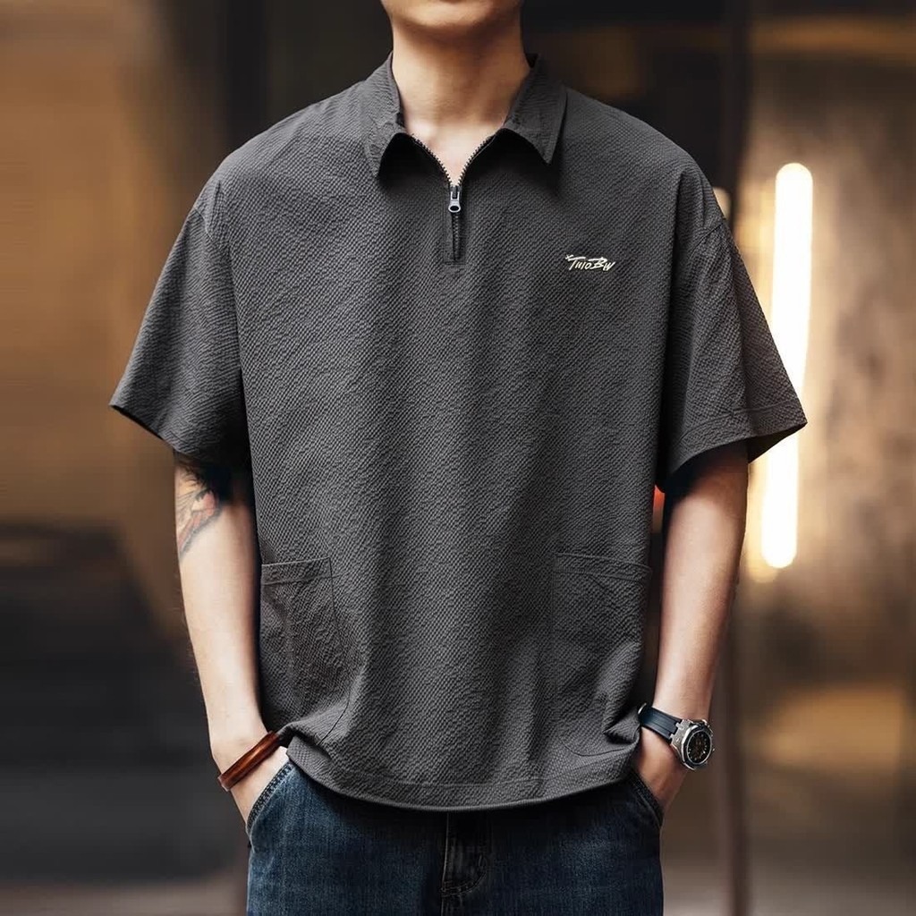 Textured Performance Zip Polo Combo – Pack of 4