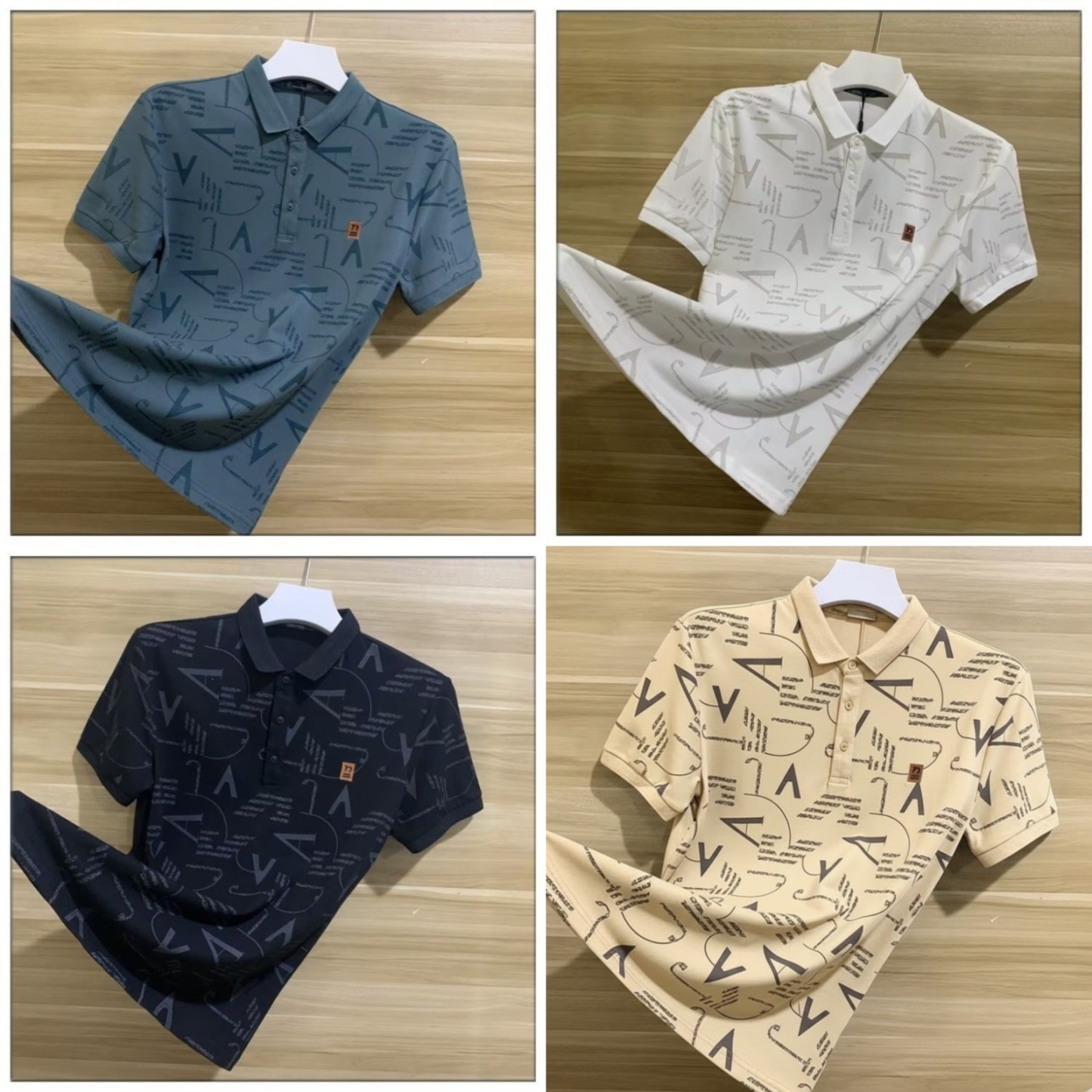 Urban Typography Print Polo Combo – Pack of 4