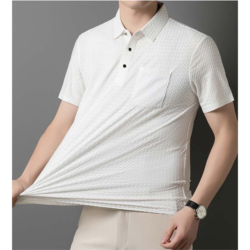Men Polo Shirt Ice Silk Short Sleeve Hollow Design (Pack of 4)