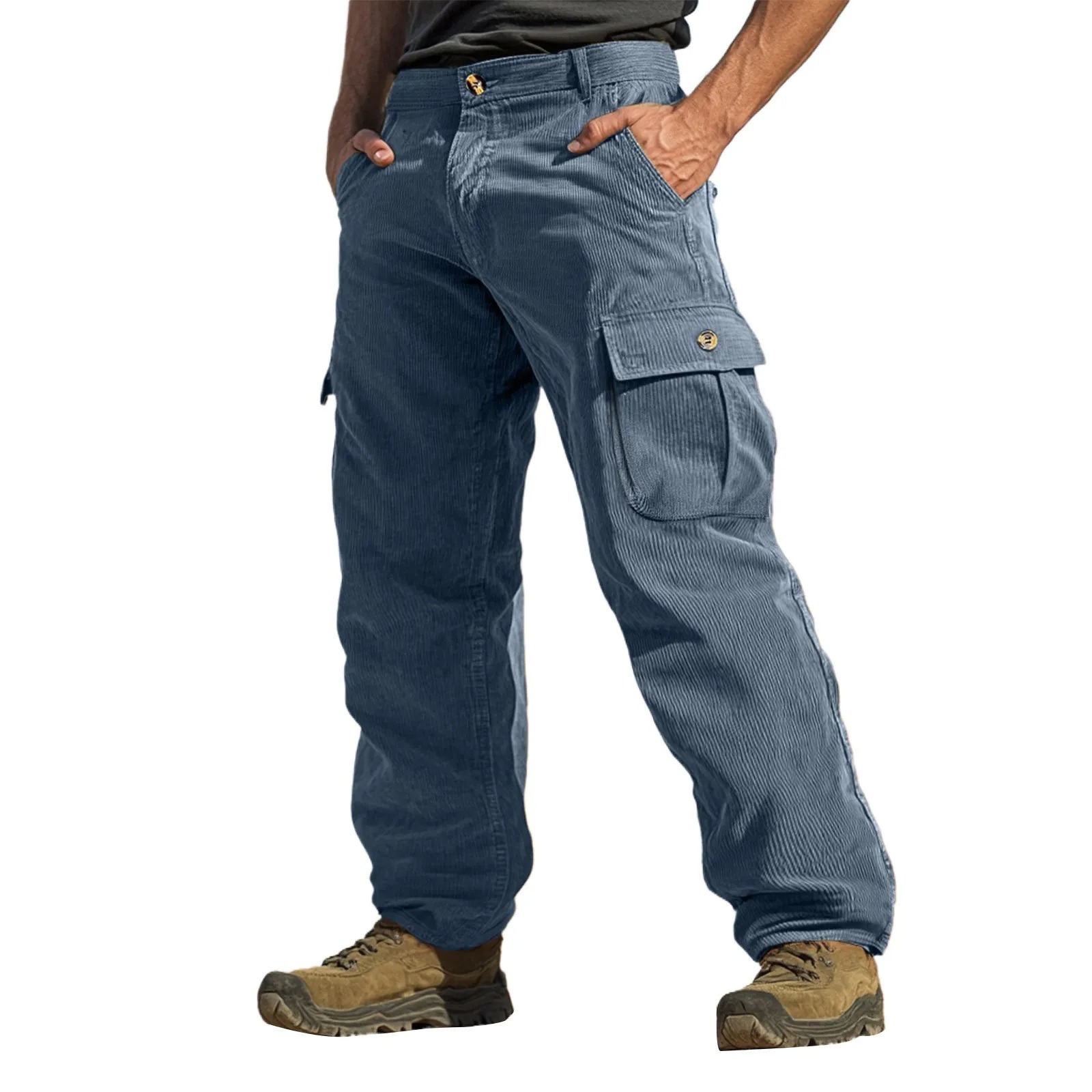 Urban Ranger Corduroy Cargo Pants – Stone Blue & Forest Green