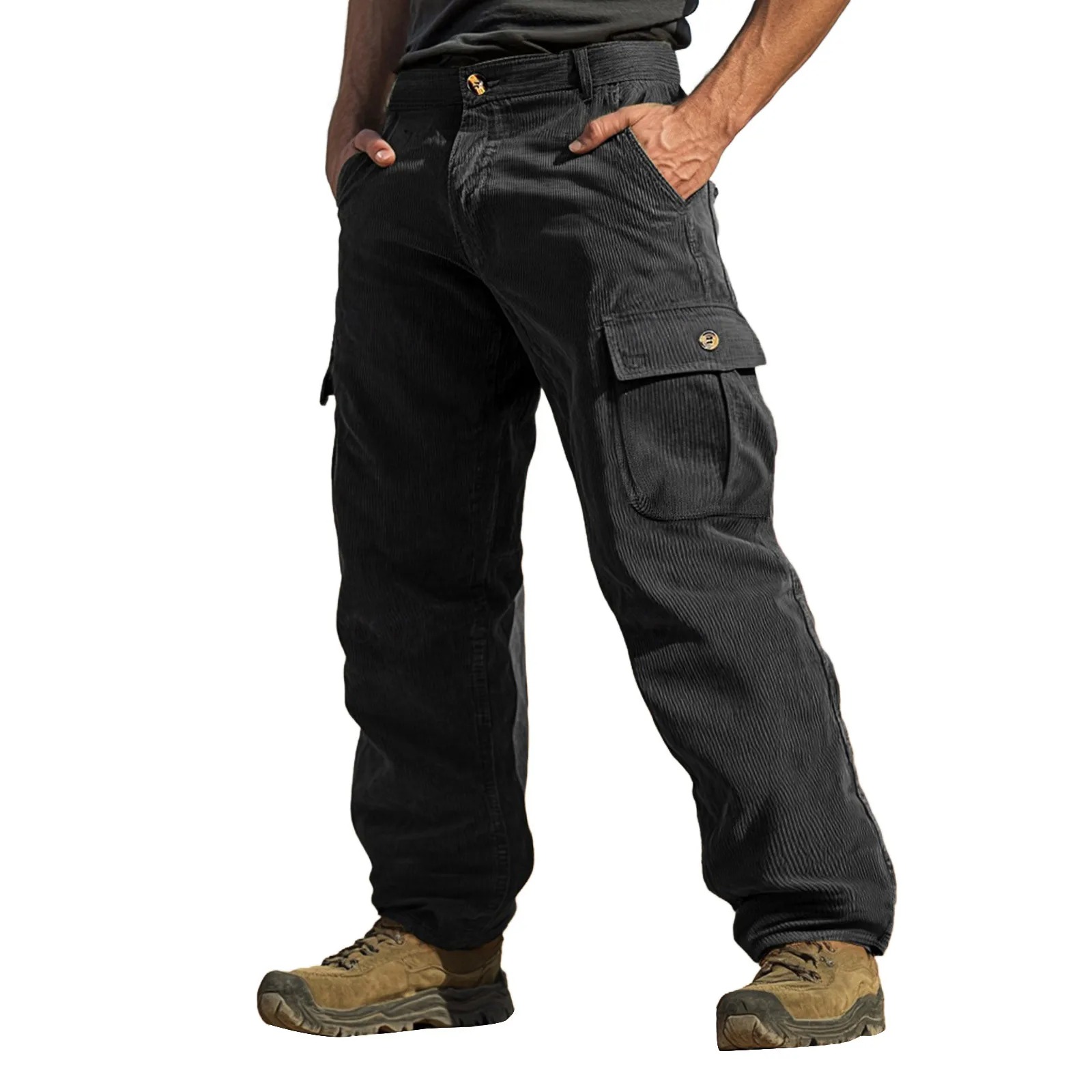 Urban Ranger Corduroy Cargo Pants – Carbon Black & Rustic Brown