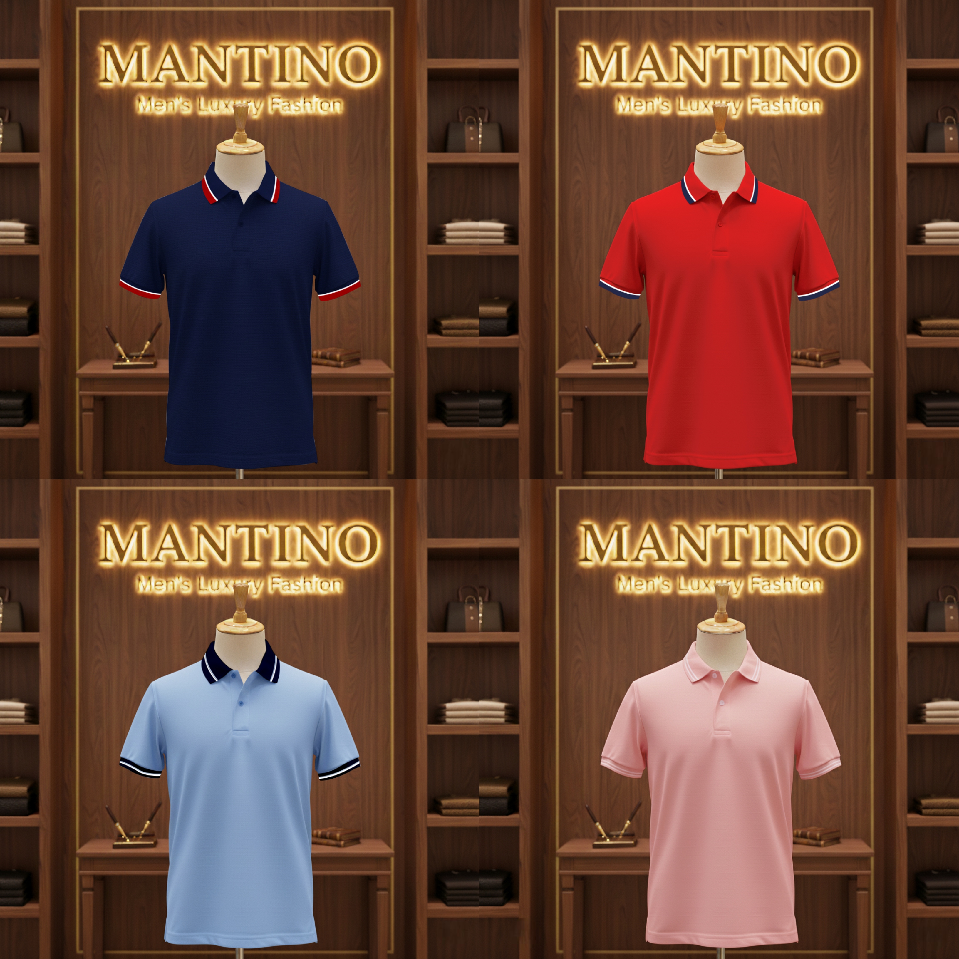 MANTINO – Classic Contrast Polo Collection (Pack of 4)