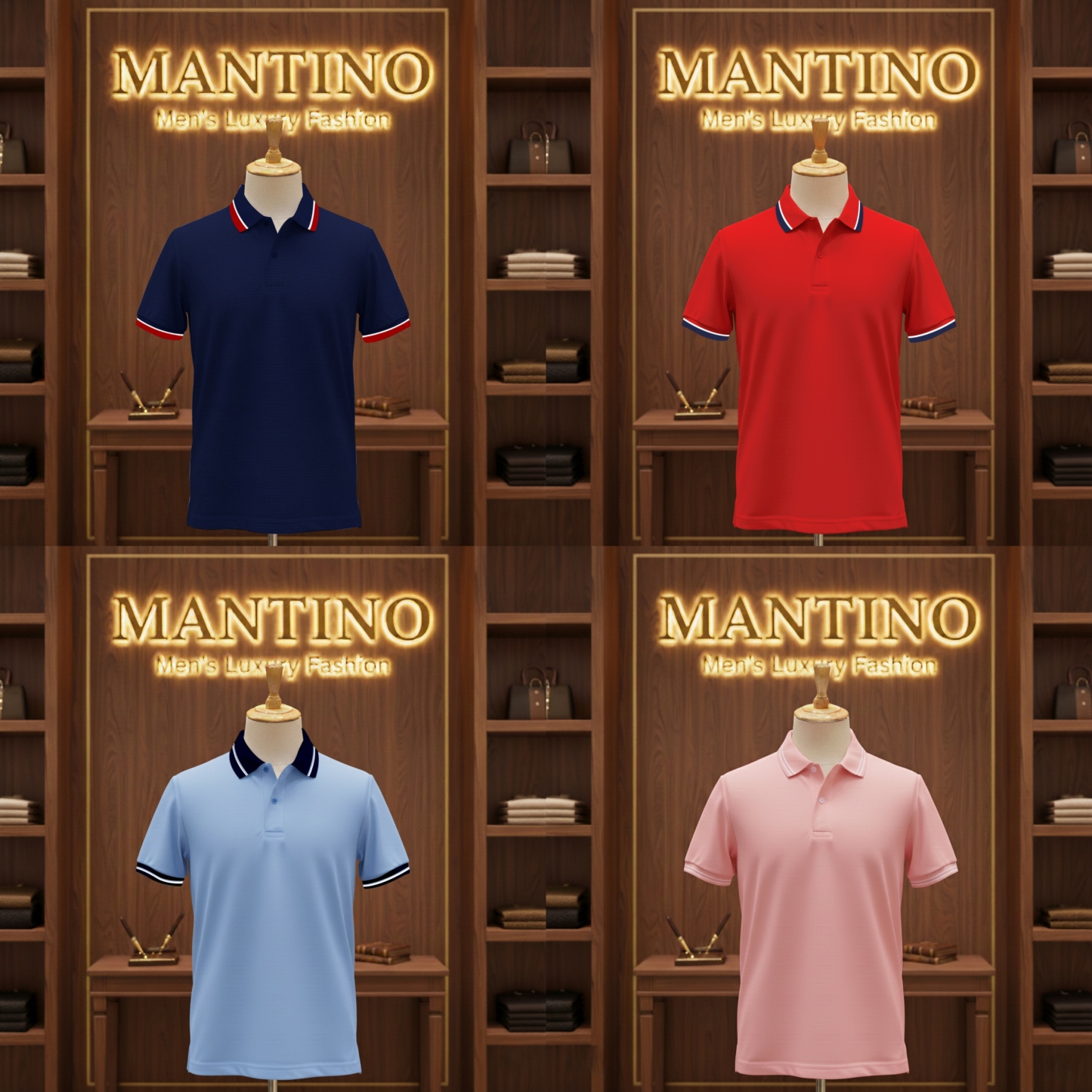 MANTINO – Classic Contrast Polo Collection (Pack of 4)