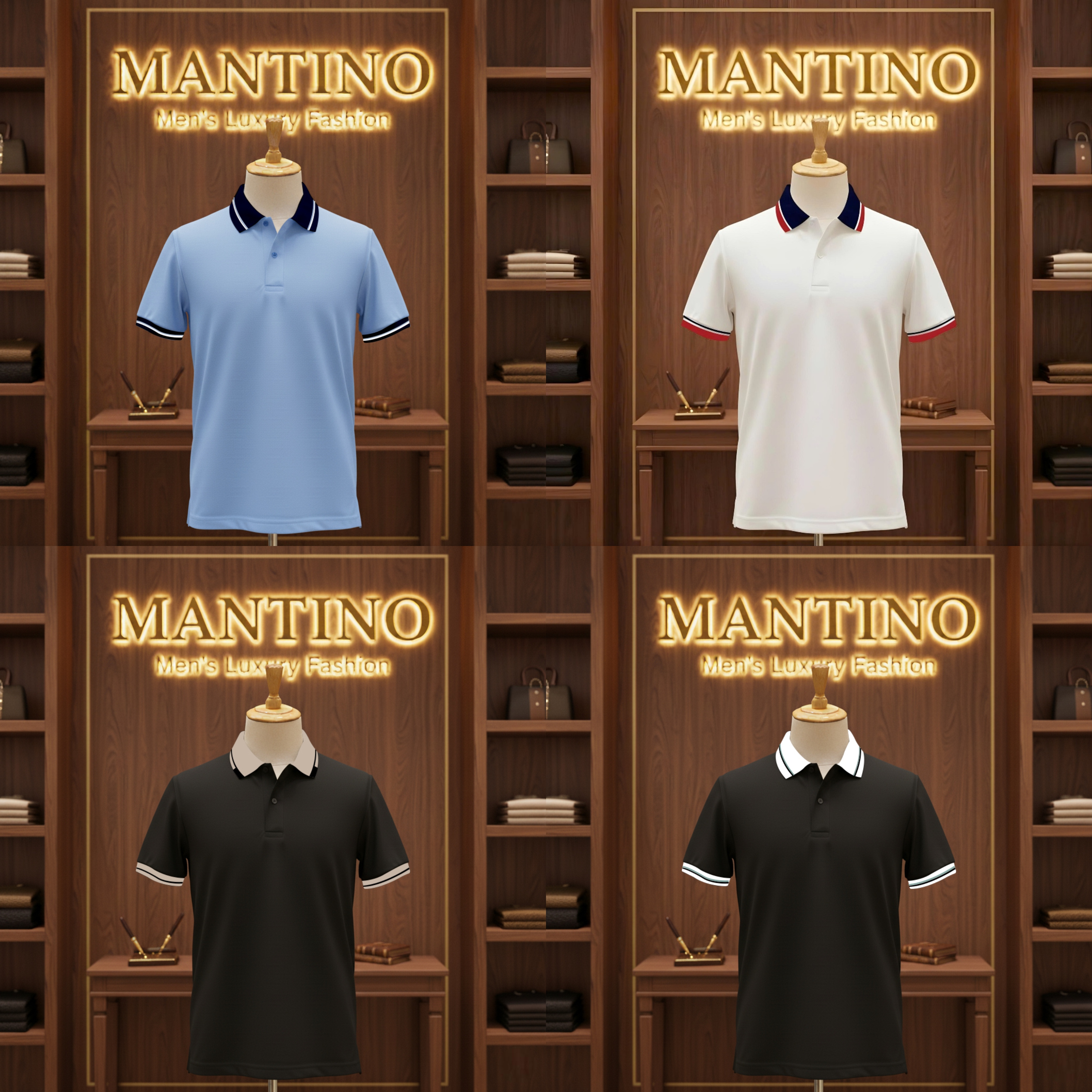 MANTINO – Signature Dual-Trim Polo Collection (Pack of 4)