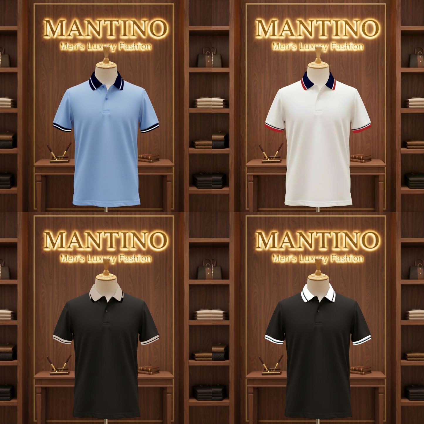 MANTINO – Signature Dual-Trim Polo Collection (Pack of 4)