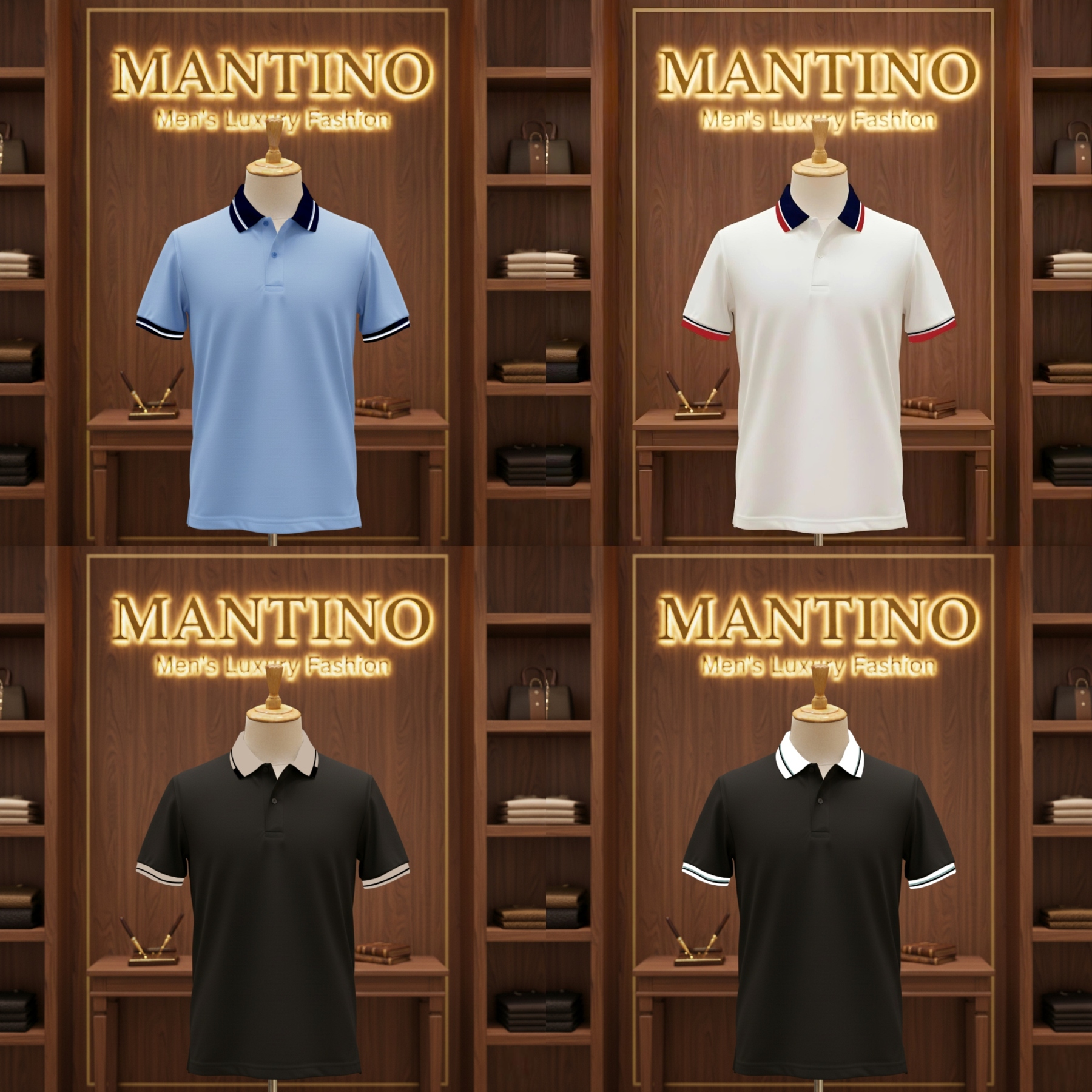 MANTINO – Signature Dual-Trim Polo Collection (Pack of 4)
