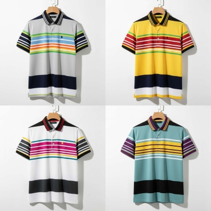 Vibrant MultiStripe Polo – Pack of 4