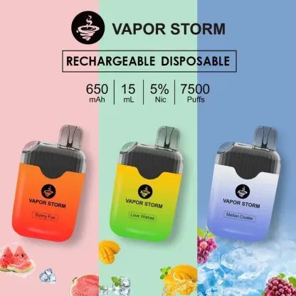 VAPOR STORM 風暴7500口 超大容量性拋棄式 一次性電子煙 可充電