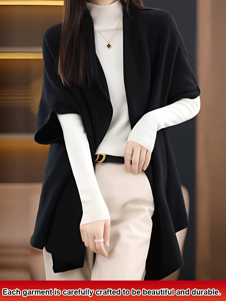 【🔥100% Imported Pure Wool】A wool cape coat worn by elegant women. Three times warmer than regular sweaters, it's comfortable even in temperatures as low as -40°C. Stylish and versatile, it easily creates a sophisticated look.