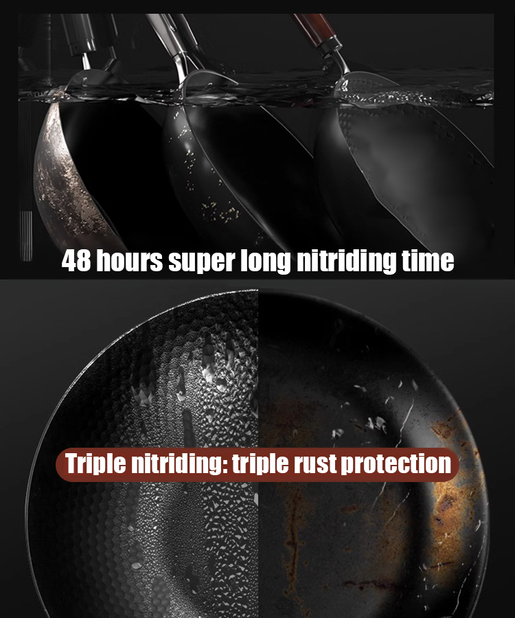 🥇🥇🥇99.9% high purity, 0 chemical coatings, national grade 1 non-stick, triple rust prevention, deepened large capacity to prevent oil splattering, one pot can handle frying, stir-frying, stewing and braising.