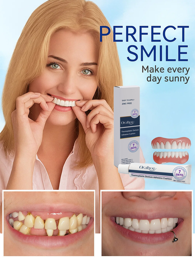 【🦷👨‍⚕️Recommended by renowned dental experts】Cosmetic dentures give you a confident smile and a comfortable, no-fuss look. Wear them the same day and chew hard foods the same day.