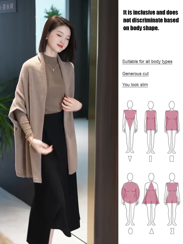 【🔥100% Imported Pure Wool】A wool cape coat worn by elegant women. Three times warmer than regular sweaters, it's comfortable even in temperatures as low as -40°C. Stylish and versatile, it easily creates a sophisticated look.