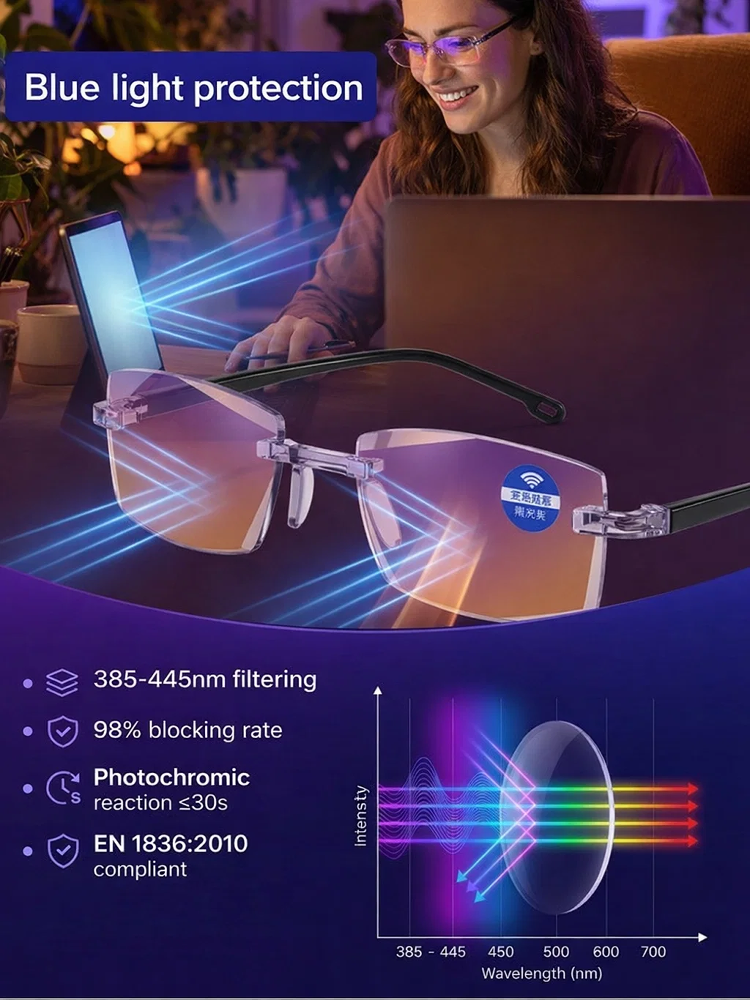 【👨‍⚕️🥇No eye exam required👓100° to 700° autofocus】⚡One pair of glasses can correct multiple vision problems such as presbyopia, myopia, and astigmatism. Ultra-lightweight 7-gram frame, comfortable to wear, no pressure on the bridge of the nose.