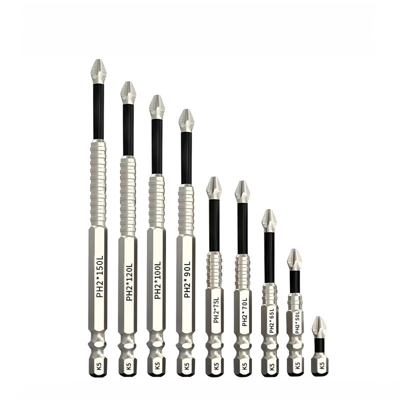 Strong magnetic non-slip and impact-resistant bit set