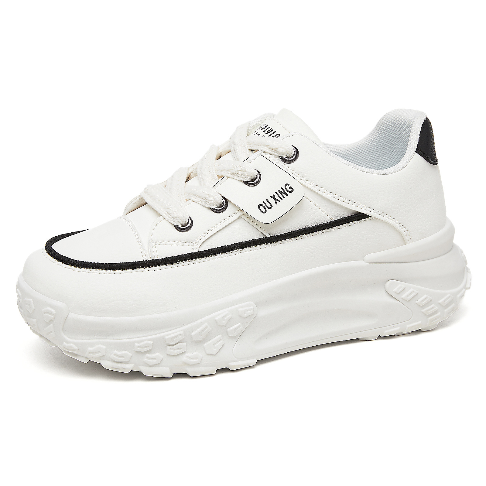 Thick-soled casual women's height-increasing shoes, 30 mm ergonomic sole. Supports the natural shape of the foot while walking and improves activity efficiency.