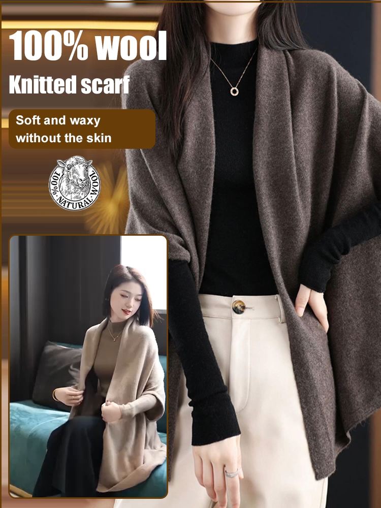  【Full Wool Shawl Coat】💁‍♀️Lightweight and warm, this cape-like design provides a 360-degree slimming effect.