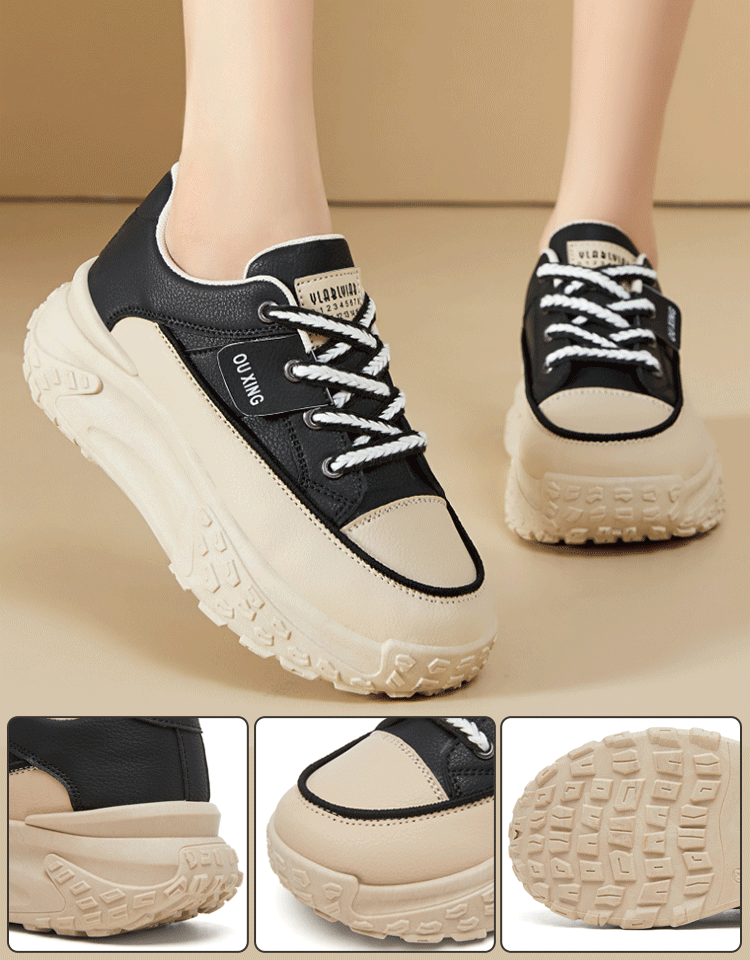 Thick-soled casual women's height-increasing shoes, 30 mm ergonomic sole. Supports the natural shape of the foot while walking and improves activity efficiency.