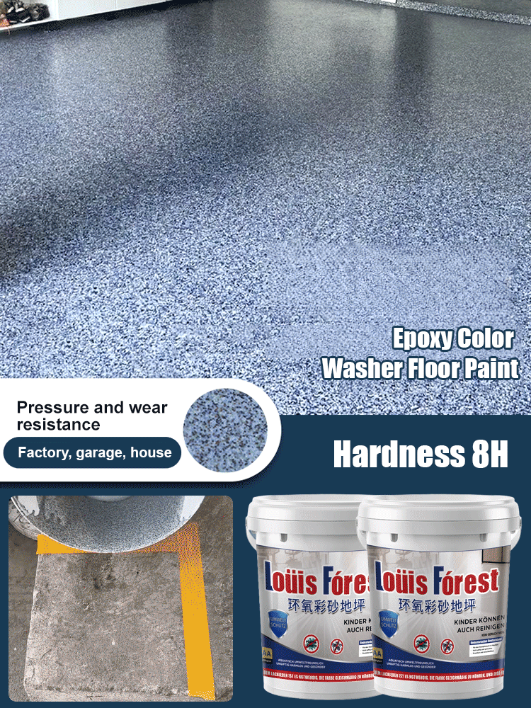 Upgrade epoxy coloured sand floor paint.🎨 With just one bucket, you can effortlessly transform up to 60 square meters of flooring.