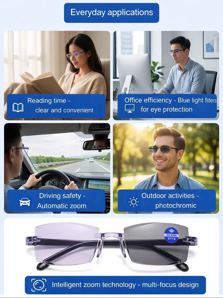 Stop Switching Glasses! See Clear Near & Far. 【Vision Returns to 20 Years Old】Smart Zoom Comfort Reading Glasses