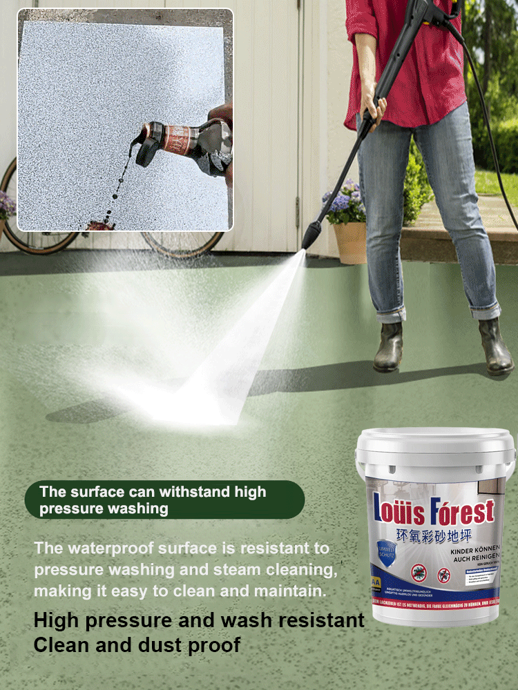 Upgrade epoxy coloured sand floor paint.🎨 With just one bucket, you can effortlessly transform up to 60 square meters of flooring.