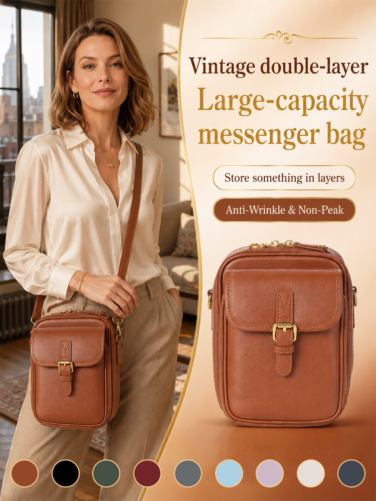 【One bag for two purposes】Cow leather messenger bag, made of cow leather, large capacity