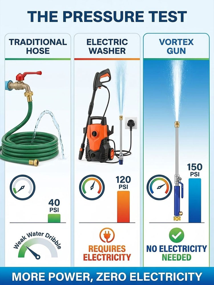 🚀Aircraft Carrier-Grade High-Pressure Cleaning Gun｜300% Pressure Increase・No Electricity Required・30-Second Stain Removal