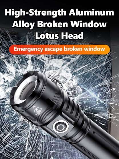 🔥 High-Power Tactical Flashlight | 1000m Long Range, Window-Breaking, Waterproof, Fast Charging, Long Battery Life 🌟