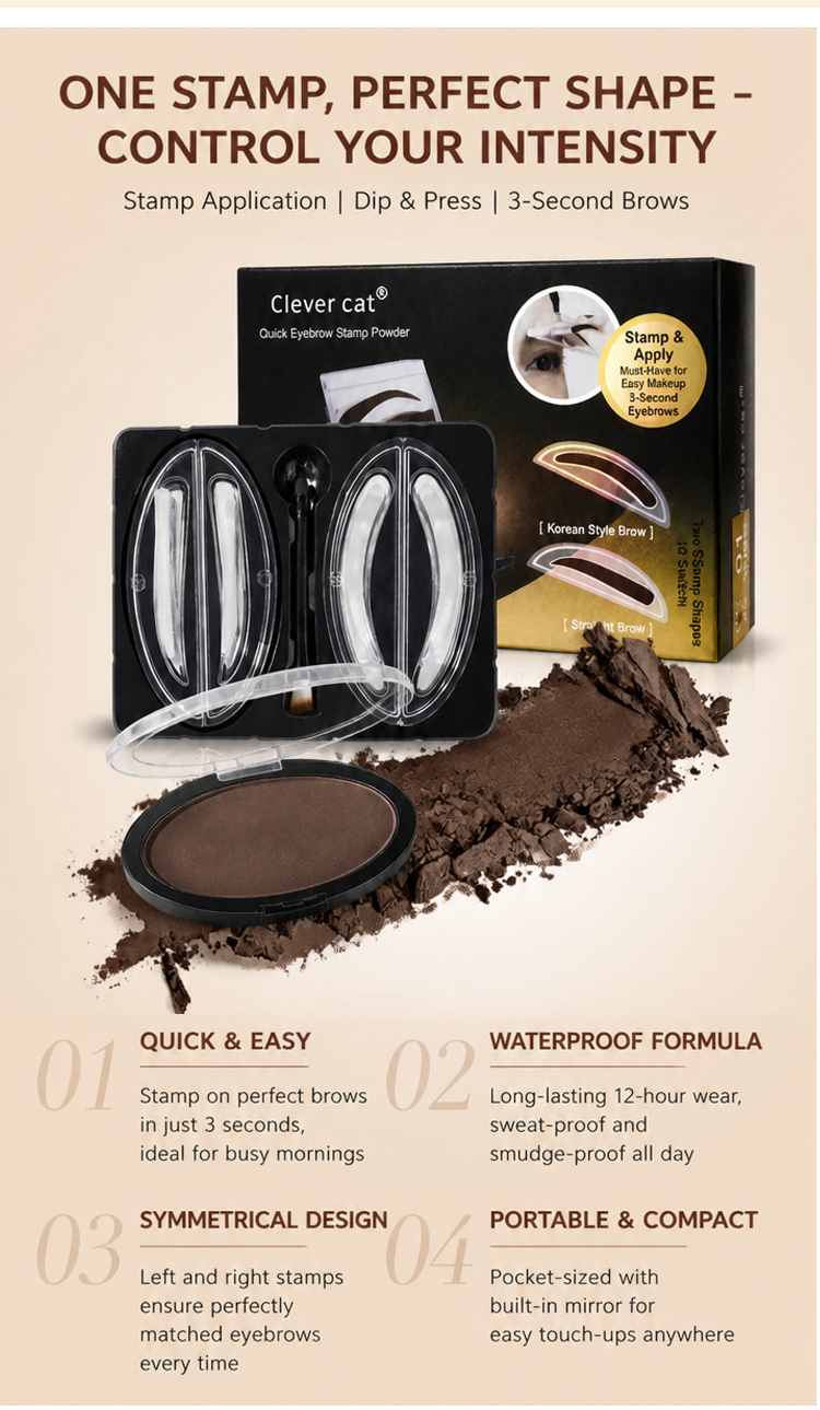 Waterproof Eyebrow Powder Set - Easy 3-Second Brow Makeup Kit for Beginners