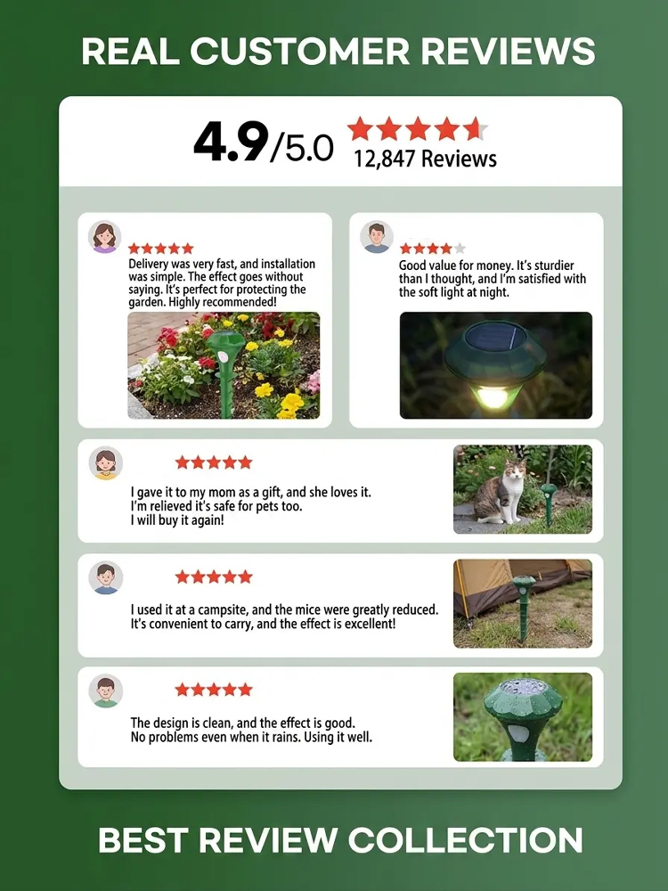 🌞Solar-Powered Ultrasonic Rats and Animals Repellent for Outdoors, Waterproof, Fully Automatic