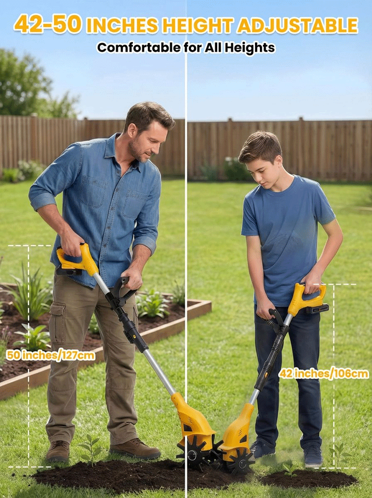 Lightweight Foldable Soil Tiller - High-Torque Garden Cultivating Tool