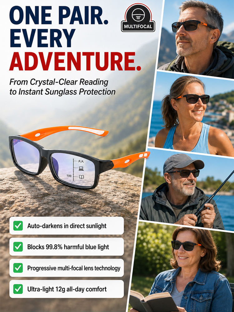 ✅ Stop swapping glasses forever! One pair for seamless vision and instant sun protection.