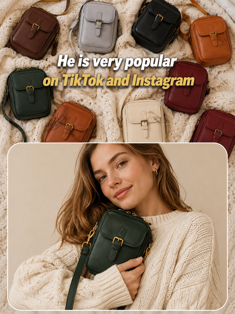 【One bag for two purposes】Cow leather messenger bag, made of cow leather, large capacity