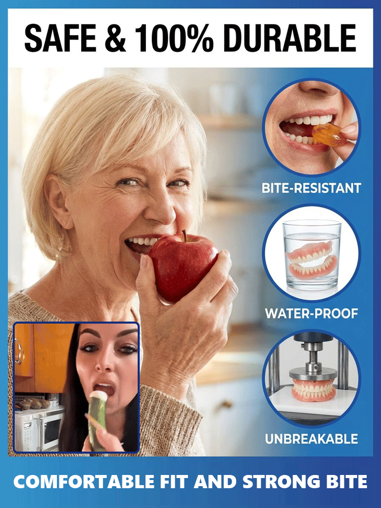 🦷Crafted by Zurich's Top Dental Lab, made of medical-grade elastic silicone, perfect fit & invisible comfort, no awkward fake teeth look.