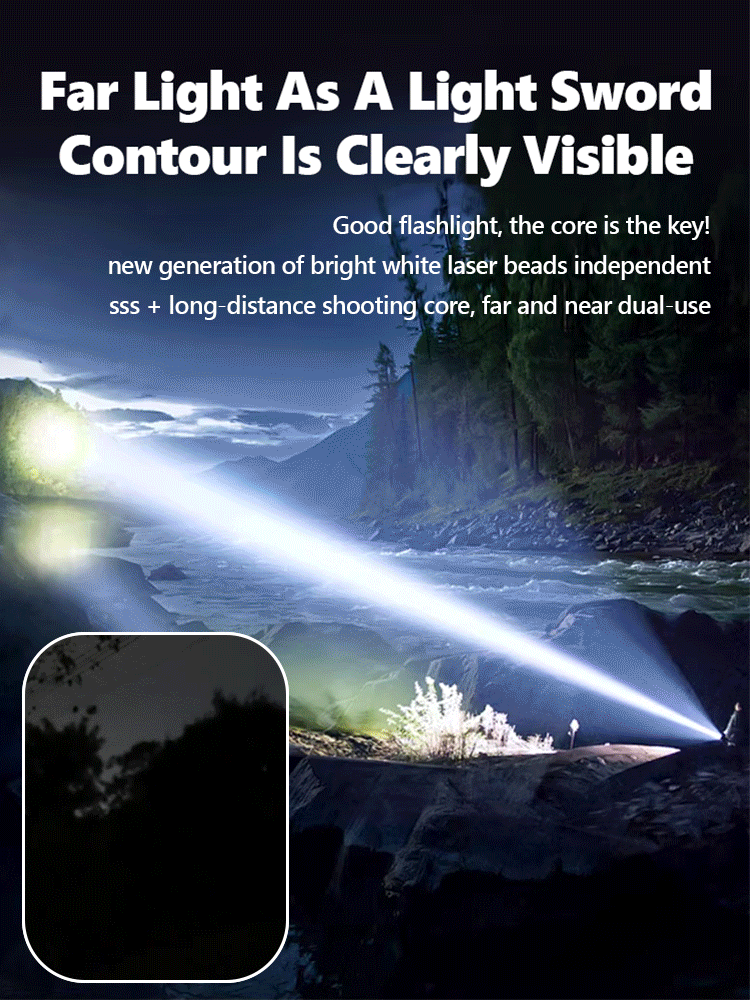 🔥 High-Power Tactical Flashlight | 1000m Long Range, Window-Breaking, Waterproof, Fast Charging, Long Battery Life 🌟