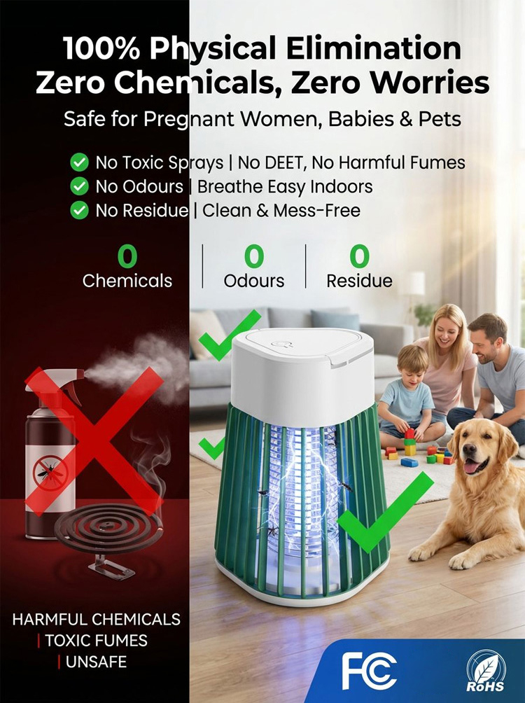 AI Smart Mosquito Repellent Night Light - Ultrasonic & LED Dual Insect Control