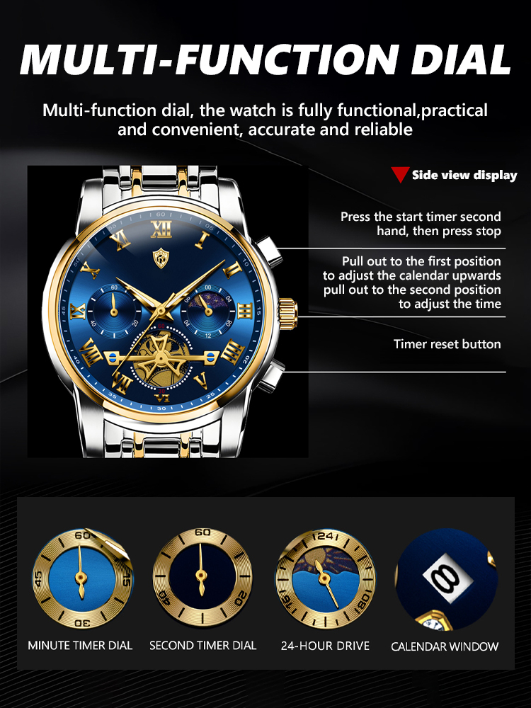 100-meter deep waterproof🌊, perfect for swimming and diving with no worries. Crafted with aerospace-grade stainless steel body🪙 and sapphire crystal watch lens💎, it features outstanding wear & scratch resistance, staying brand new for a decade.
