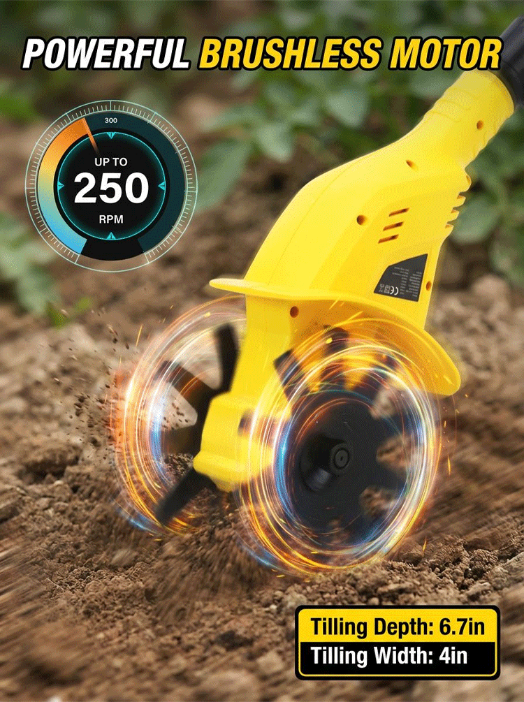 Lightweight Foldable Soil Tiller - High-Torque Garden Cultivating Tool