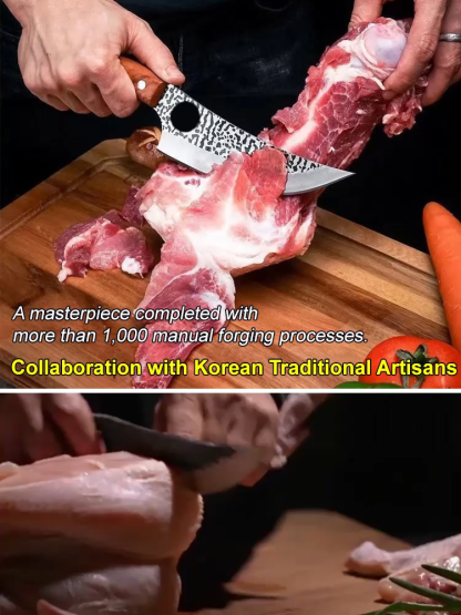 ✅ Endorsed by ACF (American Culinary Federation) 👨🍳!High-Manganese Steel Forged Boning Knife 🔪, Tempered at 1200°C 🔥, 10-Year Warranty 🛡️.